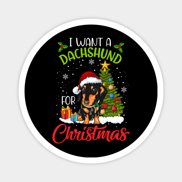 I Want A Dachshund For Christmas Cute Gift Xmas Costume Magnet by webster